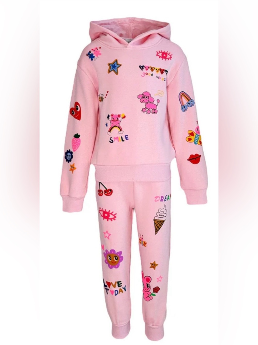 Lola + The Boys Pink Hoodie & Jogger DOODLE ART SET PINK